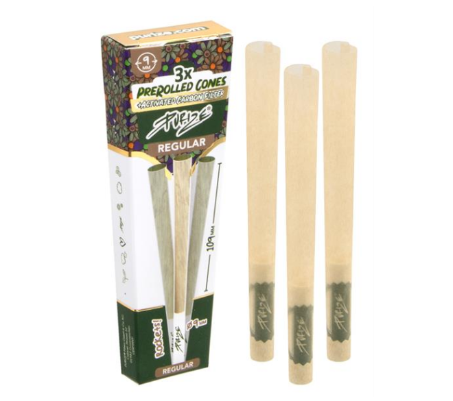 PURIZE Pre-Rolled KS Cones mit REGULAR ø9mm Aktivkohlefilter, 3er Pack, 30er Box
